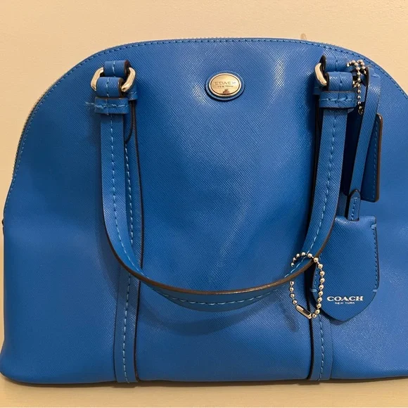 Coach Vibrant Blue Leather Satchel Bag - Picture 1 of 4